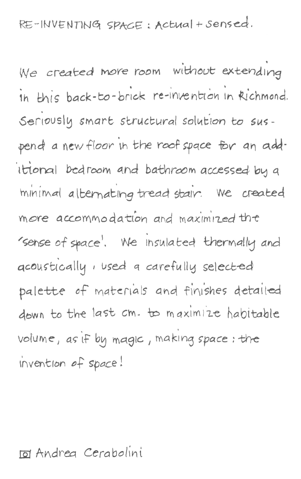 Text describing architectural project